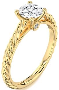 Diamond Gold Knot Round Solitaire Engagement Ring