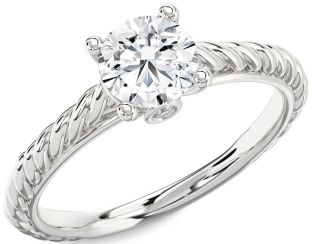Diamond White Gold Round Vintage Engagement Ring