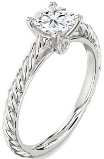 Diamond White Gold Knot Round Solitaire Engagement Ring
