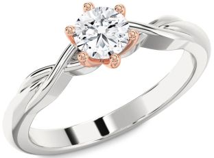 Diamond White Rose Gold Knot Engagement Ring