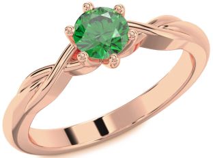 Emerald Rose Gold Knot Engagement Ring