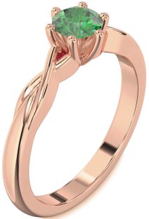 Emerald Rose Gold Knot Round Solitaire Engagement Ring