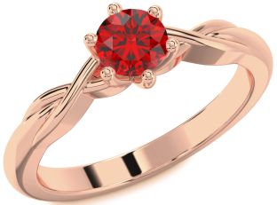 Ruby Rose Gold Knot Engagement Ring