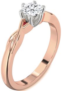 Diamond White Rose Gold Knot Round Solitaire Engagement Ring