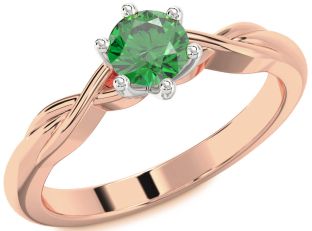 Emerald Platinum & Rose Gold Knot Engagement Ring