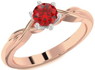 Ruby White Rose Gold Knot Engagement Ring