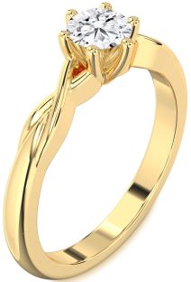 Diamond Gold Knot Round Solitaire Engagement Ring