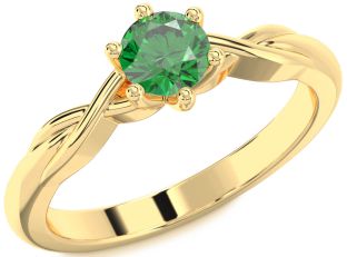 Emerald Gold Knot Engagement Ring