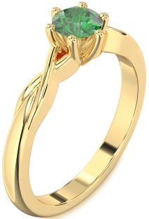 Emerald Gold Knot Round Solitaire Engagement Ring