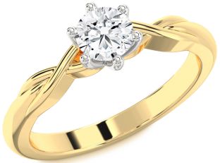 Diamond White Yellow Gold Knot Engagement Ring