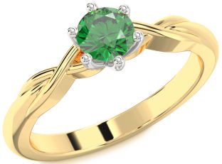 Emerald Platinum & Yellow Gold Knot Engagement Ring