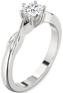Diamond White Gold Knot Round Solitaire Engagement Ring