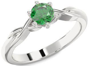 Emerald White Gold Knot Engagement Ring
