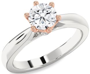 Diamond White Rose Gold Round Solitaire Engagement Ring