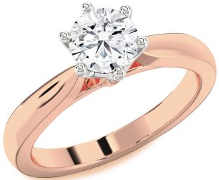 Diamond White Rose Gold Round Solitaire Engagement Ring
