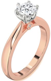 Diamond White Rose Gold Round Solitaire Engagement Ring