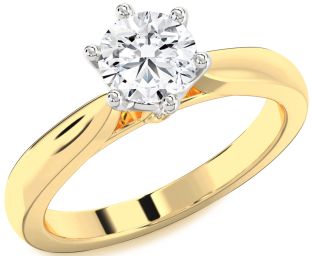Diamond White Yellow Gold Round Solitaire Engagement Ring