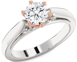 Diamond White Rose Gold Round Solitaire Engagement Ring