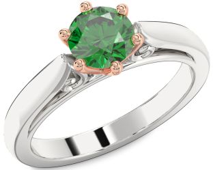 Emerald Platinum & Rose Gold Round Solitaire Engagement Ring