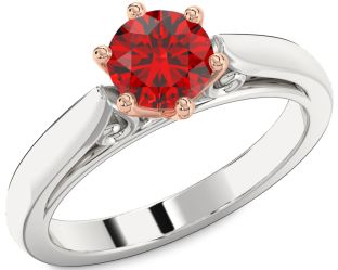 Ruby Silver & 10K Rose Gold Round Solitaire Engagement Ring