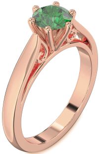 Emerald Rose Gold Round Solitaire Engagement Ring