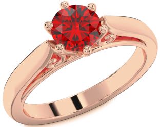 Ruby Rose Gold Round Solitaire Engagement Ring