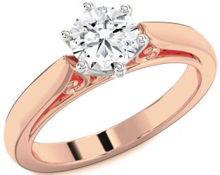 Diamond White Rose Gold Round Solitaire Engagement Ring