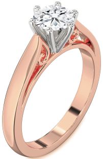 Diamond White Rose Gold Round Solitaire Engagement Ring