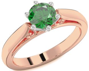 Emerald Platinum & Rose Gold Round Solitaire Engagement Ring
