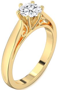 Diamond Gold Round Solitaire Engagement Ring