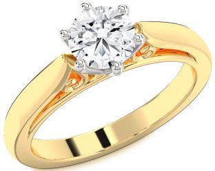 Diamond White Yellow Gold Round Solitaire Engagement Ring