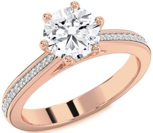 Diamond Rose Gold Round Solitaire Pave Engagement Ring