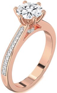 Diamond Rose Gold Round Solitaire Pave Engagement Ring