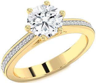 Diamond Gold Round Solitaire Pave Engagement Ring