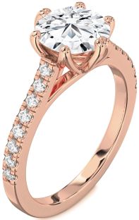Diamond Rose Gold Round Solitaire Pave Engagement Ring