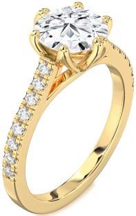 Diamond Gold Round Solitaire Pave Engagement Ring