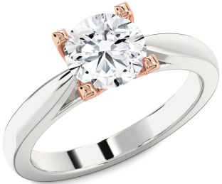 Diamond White Rose Gold Round Solitaire Engagement Ring