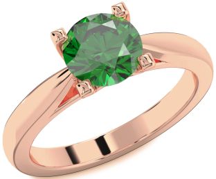 Emerald Rose Gold Round Solitaire Engagement Ring