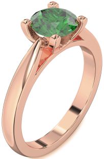 Emerald Rose Gold Round Solitaire Engagement Ring