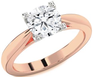 Diamond Platinum & Rose Gold Round Solitaire Engagement Ring