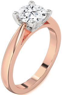 Diamond White Rose Gold Round Solitaire Engagement Ring