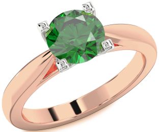 Emerald White Rose Gold Round Solitaire Engagement Ring