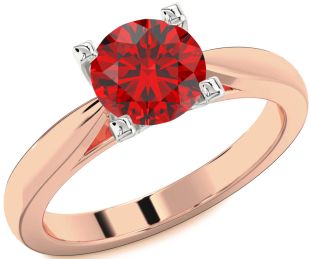 Ruby White Rose Gold Round Solitaire Engagement Ring