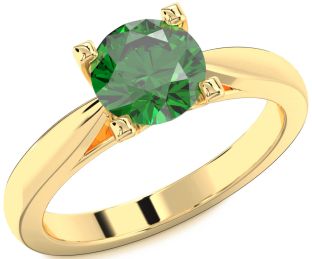 Emerald Gold Round Solitaire Engagement Ring
