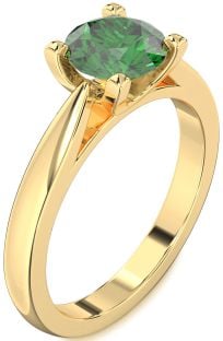 Emerald Gold Round Solitaire Engagement Ring