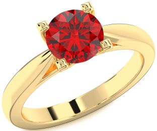 Ruby Gold Round Solitaire Engagement Ring