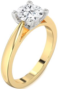 Diamond White Yellow Gold Round Solitaire Engagement Ring