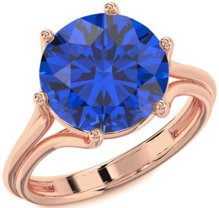 Blue Sapphire Rose Gold Round Solitaire Engagement Ring