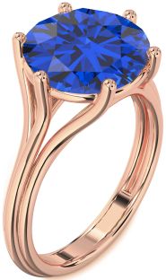 Blue Sapphire Rose Gold Round Solitaire Engagement Ring