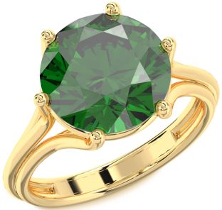 Emerald Gold Round Solitaire Engagement Ring